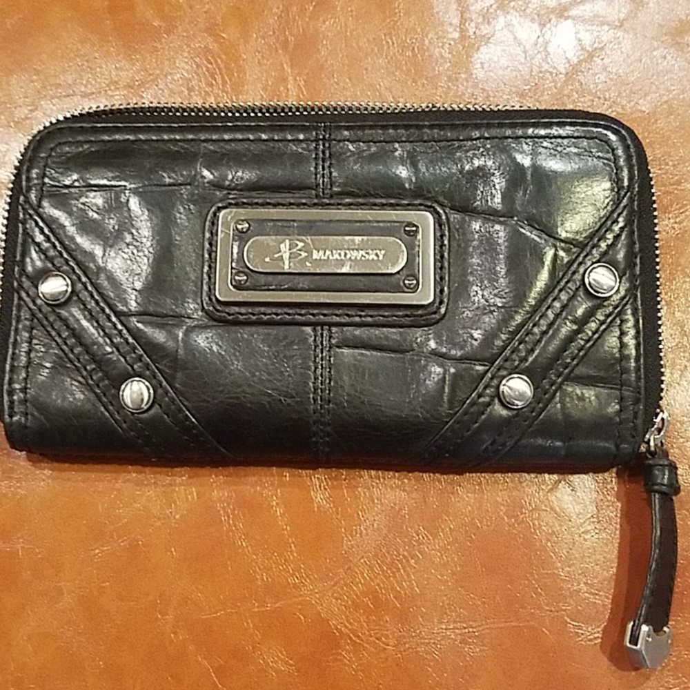 B. Makowsky Black zip around wallet